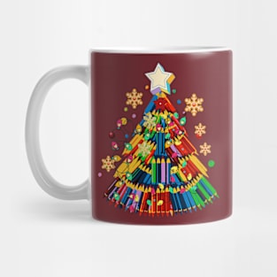 Teacher Crayon Christmas Tree Lights Student School Xmas Mug